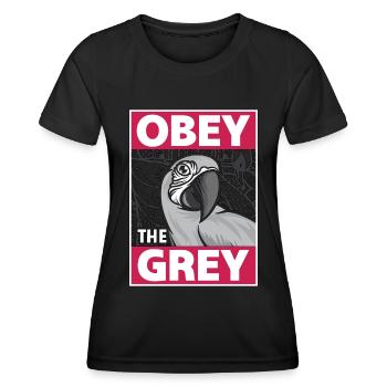 African Grey Obey The Grey Bird Propriétaire Amoureux des perroquets - T-shirt sport Femme - noir - Devant - AI Model Female 172 light (172cm)