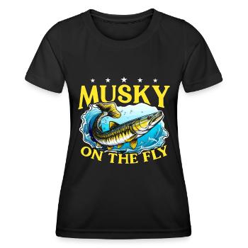 Musky Fishing Musky On The Fly Predatory Fish - Women's Functional T-Shirt - black - Front - AI Model Female 172 light (172cm)