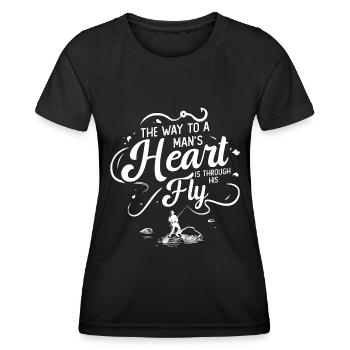 Fly Fishing The Way To A Man's Heart Fishing Lover - Frauen Funktions-T-Shirt - Schwarz - Vorne - AI Model Female 172 light (172cm)