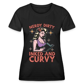 Reading Nerdy Dirty Inked And Curvy Reading Books - Women's Functional T-Shirt - black - Front - AI Model Female 172 light (172cm)