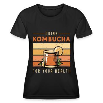 Drink Kombucha For Your Health Tea Lover Kombucha - Frauen Funktions-T-Shirt - Schwarz - Vorne - AI Model Female 172 light (172cm)