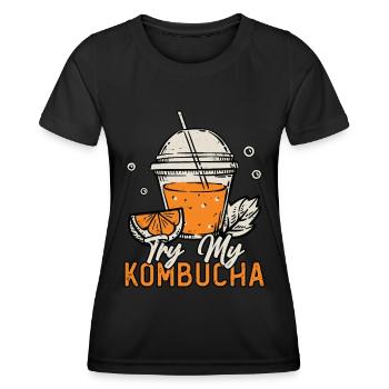 Kombucha Try My Kombucha Brewing Fermented Drinks - Frauen Funktions-T-Shirt - Schwarz - Vorne - AI Model Female 172 light (172cm)