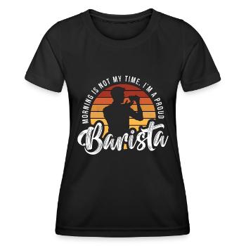 Barista Morning Is Not My Time I'm A Coffee Lover - Frauen Funktions-T-Shirt - Schwarz - Vorne - AI Model Female 172 light (172cm)