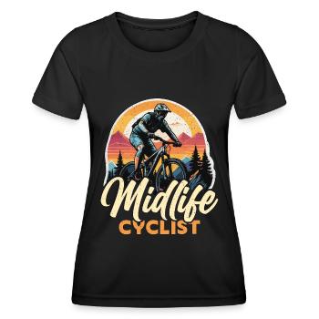 Midlife Cyclist Bike Racer Mountain Biking Cyclist - Frauen Funktions-T-Shirt - Schwarz - Vorne - AI Model Female 172 light (172cm)