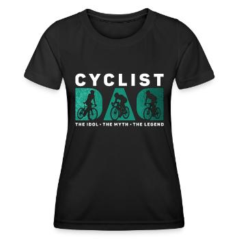 Papa cycliste L’idole Le mythe Le vététiste - T-shirt sport Femme - noir - Devant - AI Model Female 172 light (172cm)