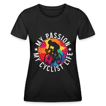 Cyclist My Passion My Cyclist Life Mountain Biking - Frauen Funktions-T-Shirt - Schwarz - Vorne - AI Model Female 172 light (172cm)