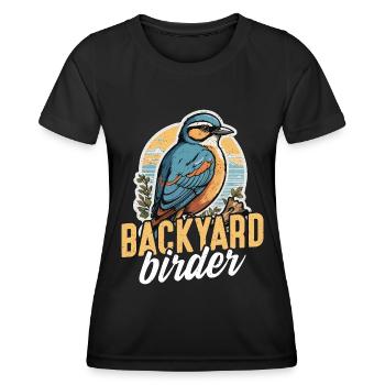Birdwatching Backyard Birder Birding Ornithologist - Women's Functional T-Shirt - black - Front - AI Model Female 172 light (172cm)