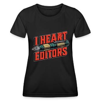Book Editor I Heart Editors Publisher Bookworm - Women's Functional T-Shirt - black - Front - AI Model Female 172 light (172cm)