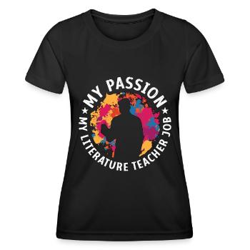 Professeur de littérature Ma passion Mon éducateur livresque - T-shirt sport Femme - noir - Devant - AI Model Female 172 light (172cm)