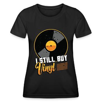 Vinyl Records I Still Buy Vinyl Retro Music Lover - Women's Functional T-Shirt - black - Front - AI Model Female 172 light (172cm)