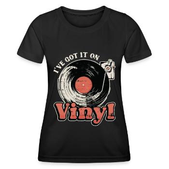 Disques vinyles Je l’ai sur vinyle Musique rétro - T-shirt sport Femme - noir - Devant - AI Model Female 172 light (172cm)