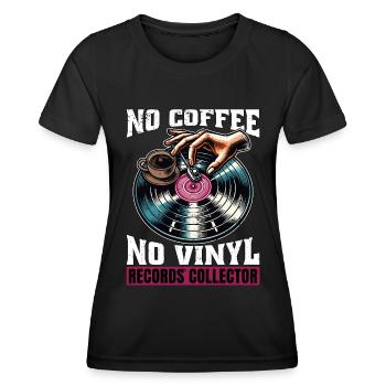 Disques vinyles No Coffee No Turntable Coffee Lover - T-shirt sport Femme - noir - Devant - AI Model Female 172 light (172cm)