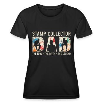 Stamp Collector Dad The Idol The Stamp Collection - Women's Functional T-Shirt - black - Front - AI Model Female 172 light (172cm)