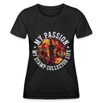 Collectionneur de timbres Ma passion Ma collection de timbres - T-shirt sport Femme - noir - Devant - AI Model Female 172 light (172cm)