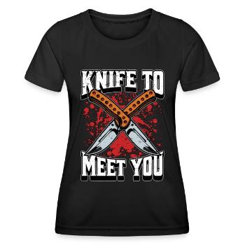 Couteau à forger de lame pour vous rencontrer Fabrication de lames - T-shirt sport Femme - noir - Devant - AI Model Female 172 light (172cm)