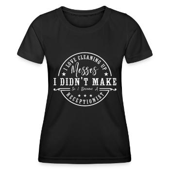 Réceptionniste J’adore nettoyer les dégâts Assistant - T-shirt sport Femme - noir - Devant - AI Model Female 172 light (172cm)