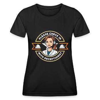 Réceptionniste Veuillez vous enregistrer Réceptionniste de l’hôtel - T-shirt sport Femme - noir - Devant - AI Model Female 172 light (172cm)