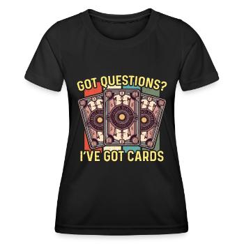 Tarot Reading Got Questions J’ai Voyance Tarot - T-shirt sport Femme - noir - Devant - AI Model Female 172 light (172cm)