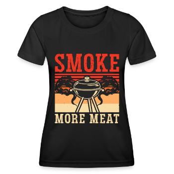 Pulled Pork BBQ Smoke More Meat Barbecue Lover - Women's Functional T-Shirt - black - Front - AI Model Female 172 light (172cm)