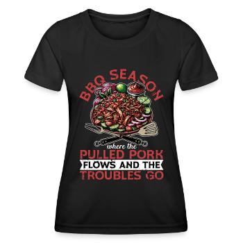 Pulled Pork BBQ Season Where The Pulled Grilling - Women's Functional T-Shirt - black - Front - AI Model Female 172 light (172cm)