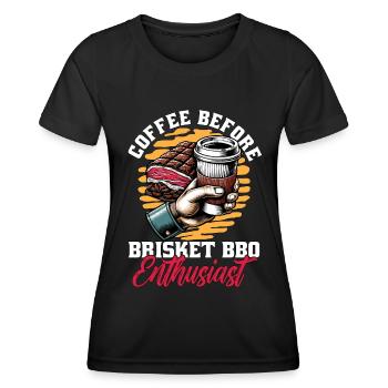 Poitrine Barbecue Café Viande grillée Amateur de café - T-shirt sport Femme - noir - Devant - AI Model Female 172 light (172cm)