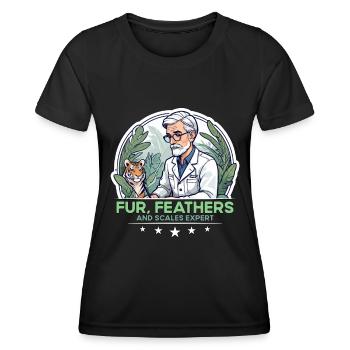 Zoologiste expert en plumes et écailles Zoologie - T-shirt sport Femme - noir - Devant - AI Model Female 172 light (172cm)