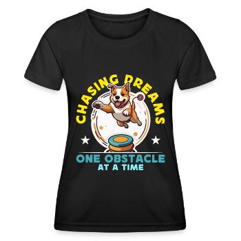 Dog Agility Training Chasing Dreams One Dog Sport - Women's Functional T-Shirt - black - Front - AI Model Female 172 light (172cm)