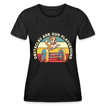 Les obstacles d’entraînement à l’agility canin sont nos sports canins - T-shirt sport Femme - noir - Devant - AI Model Female 172 light (172cm)