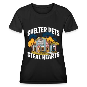Animal Shelter Pets Steal Hearts Veterinarian - Women's Functional T-Shirt - black - Front - AI Model Female 172 light (172cm)