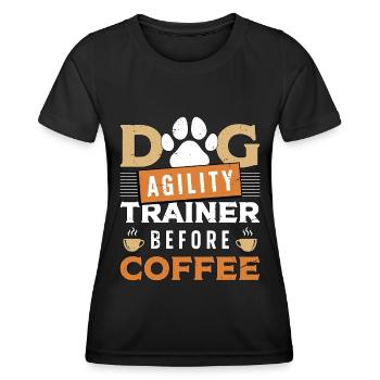 Dresseur d’agilité canine avant l’amateur de café de sport canin - T-shirt sport Femme - noir - Devant - AI Model Female 172 light (172cm)