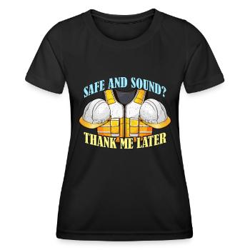 Safety Officer Safe And Sound Thank Safety Manager - Frauen Funktions-T-Shirt - Schwarz - Vorne - AI Model Female 172 light (172cm)