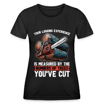 Votre expérience de l’exploitation forestière est Bûcheron - T-shirt sport Femme - noir - Devant - AI Model Female 172 light (172cm)