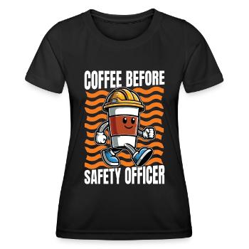 Safety Officer Coffee Safety Manager Coffee Lover - Women's Functional T-Shirt - black - Front - AI Model Female 172 light (172cm)