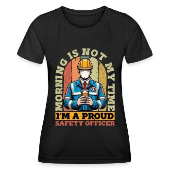 Agent de sécurité Le matin n’est pas mon temps Sécurité - T-shirt sport Femme - noir - Devant - AI Model Female 172 light (172cm)