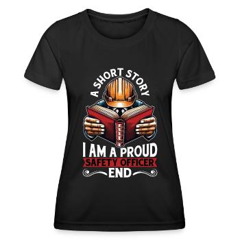 Agent de sécurité Une courte histoire Je suis un responsable de la sécurité - T-shirt sport Femme - noir - Devant - AI Model Female 172 light (172cm)