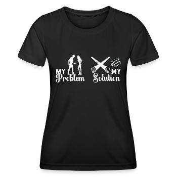 Arboriculteur Ma problématique Ma solution Pictogramme Maman Papa - T-shirt sport Femme - noir - Devant - AI Model Female 172 light (172cm)