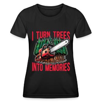 Logging I Turn Trees Into Memories Lumber Worker - Frauen Funktions-T-Shirt - Schwarz - Vorne - AI Model Female 172 light (172cm)