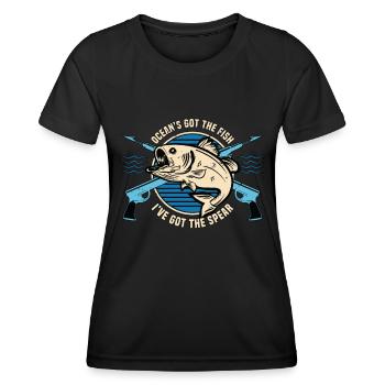 Spearfishing Ocean's Got The Fish Loves Freedive - Frauen Funktions-T-Shirt - Schwarz - Vorne - AI Model Female 172 light (172cm)