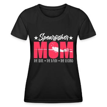 Spearfisher Mom The Idol The Myth Loves Fishing - Women's Functional T-Shirt - black - Front - AI Model Female 172 light (172cm)