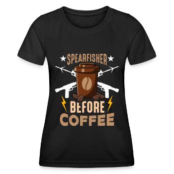 Spearfisher Before Coffee Snorkeling Coffee Lover - Women's Functional T-Shirt - black - Front - AI Model Female 172 light (172cm)