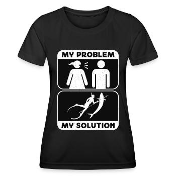 Spearfishing My Problem My Solution Pictogram Dad - Frauen Funktions-T-Shirt - Schwarz - Vorne - AI Model Female 172 light (172cm)