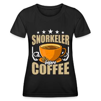 Snorkeler Before Coffee Scuba Diving Coffee Lover - Women's Functional T-Shirt - black - Front - AI Model Female 172 light (172cm)