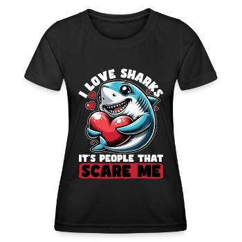 Shark Enthusiast I Love Sharks Marine Biologist - Women's Functional T-Shirt - black - Front - AI Model Female 172 light (172cm)