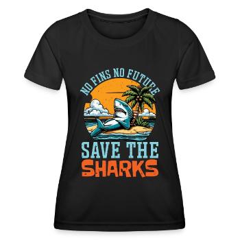 Shark Enthusiast No Fins No Future Marine Biology - Women's Functional T-Shirt - black - Front - AI Model Female 172 light (172cm)