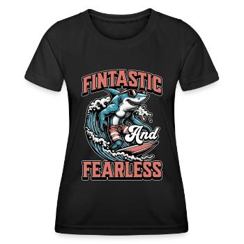 Shark Enthusiast Fintastic And Fearless Freediving - Women's Functional T-Shirt - black - Front - AI Model Female 172 light (172cm)