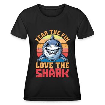 Shark Enthusiast Fear The Fin Marine Biologist - Women's Functional T-Shirt - black - Front - AI Model Female 172 light (172cm)