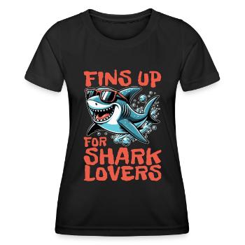 Shark Enthusiast Fins Up For Shark Marine Life - Women's Functional T-Shirt - black - Front - AI Model Female 172 light (172cm)