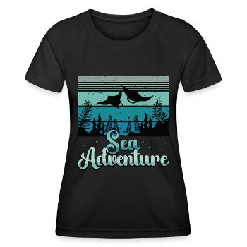 Manta Rays Sea Adventure Freediving Scuba Diving - Women's Functional T-Shirt - black - Front - AI Model Female 172 light (172cm)