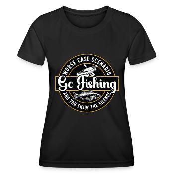 Kayak Fishing Worse Case Scenario Go Paddling - Women's Functional T-Shirt - black - Front - AI Model Female 172 light (172cm)