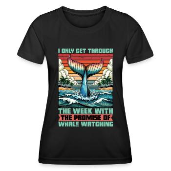 Whale Watching I Only Get Through The Week Sailing - Frauen Funktions-T-Shirt - Schwarz - Vorne - AI Model Female 172 light (172cm)